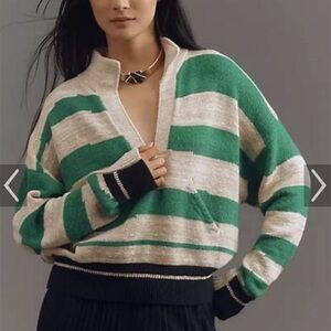 Anthropologie Pilcro Rugby Collared Pullover Sweater M